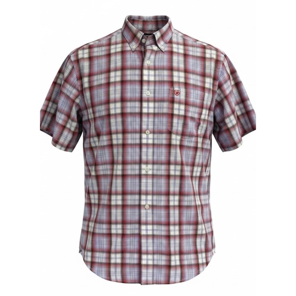Ariat Pro Series Mens Medium Red Purple Plaid Shirt (BB30)